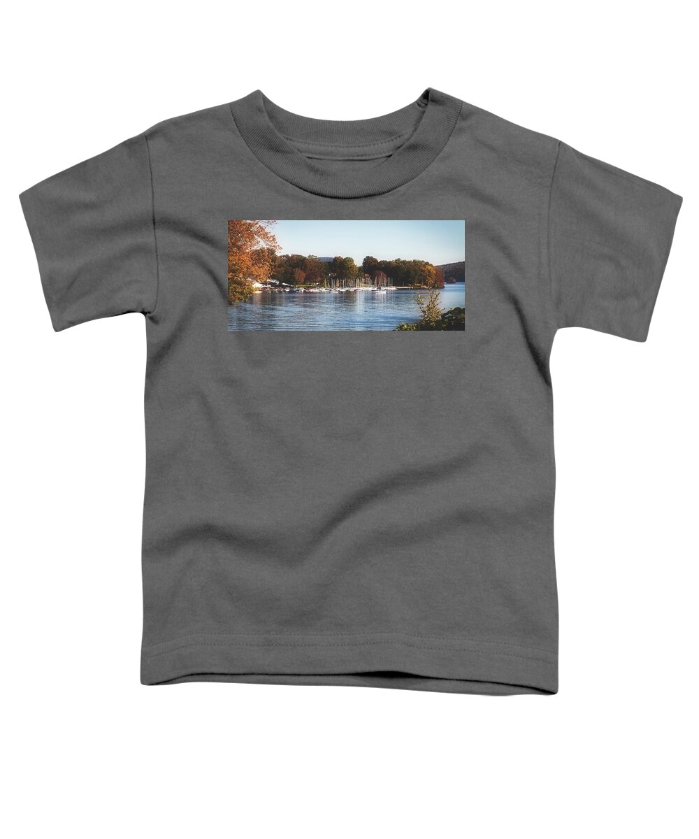 Lake Candlewood Toddler T-Shirt featuring the photograph Autumn Along Lake Candlewood - Connecticut #1 by Mountain Dreams