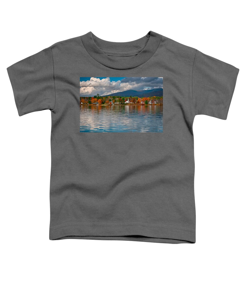 New England Toddler T-Shirt featuring the photograph Autumn in Melvin Village #1 by Brenda Jacobs