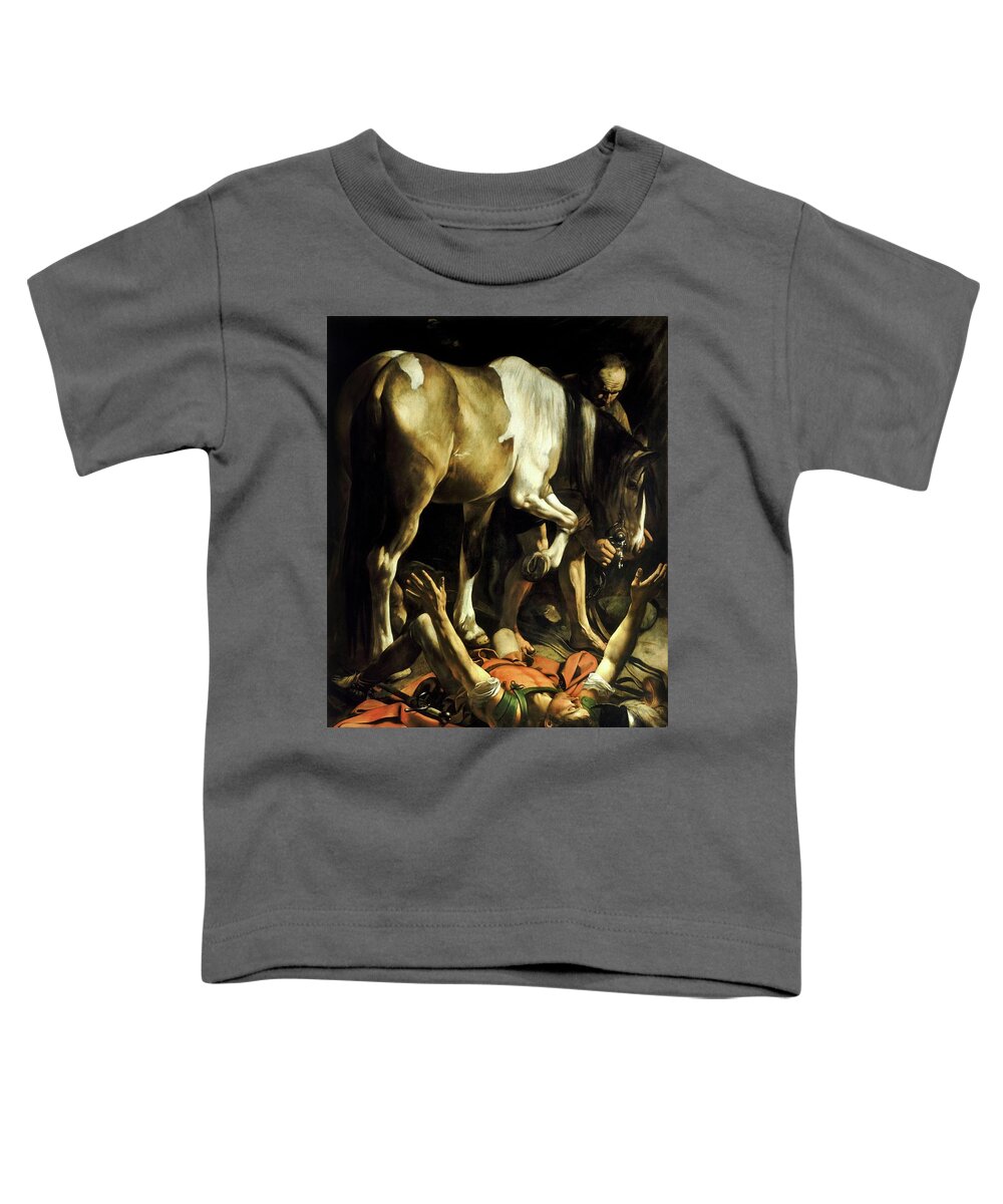 Michelangelo Caravaggio Toddler T-Shirt featuring the painting Conversion On The Way To Damascus by Troy Caperton