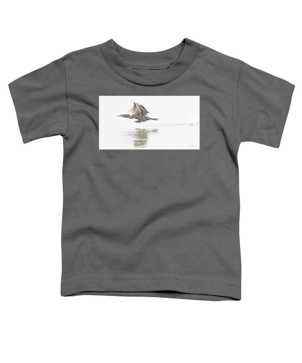 Cormorant Toddler T-Shirt featuring the photograph Cormorant Takes to Flight #1 by A Macarthur Gurmankin