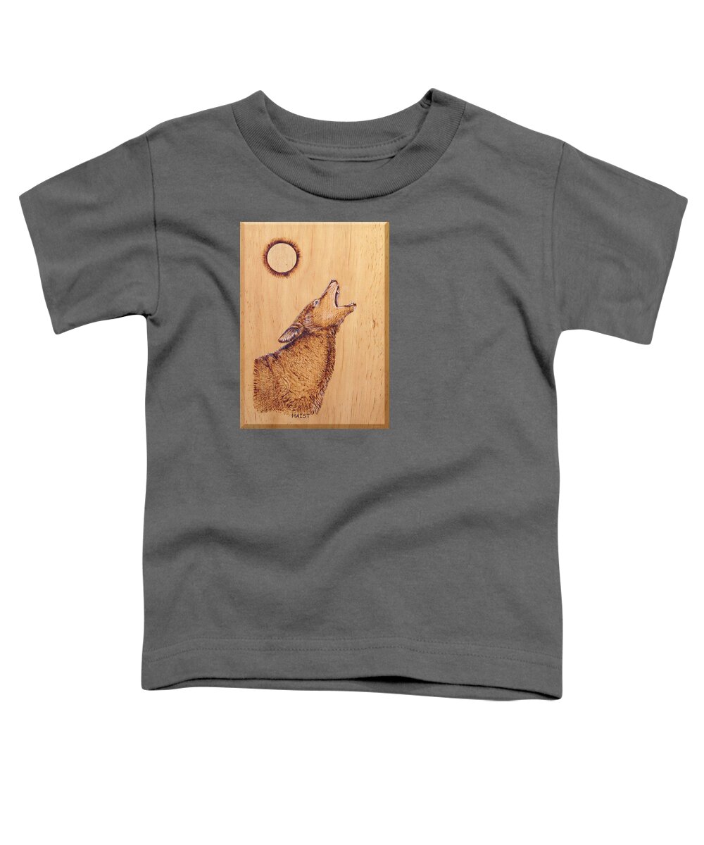 Wolf Toddler T-Shirt featuring the pyrography Coyote #2 by Ron Haist