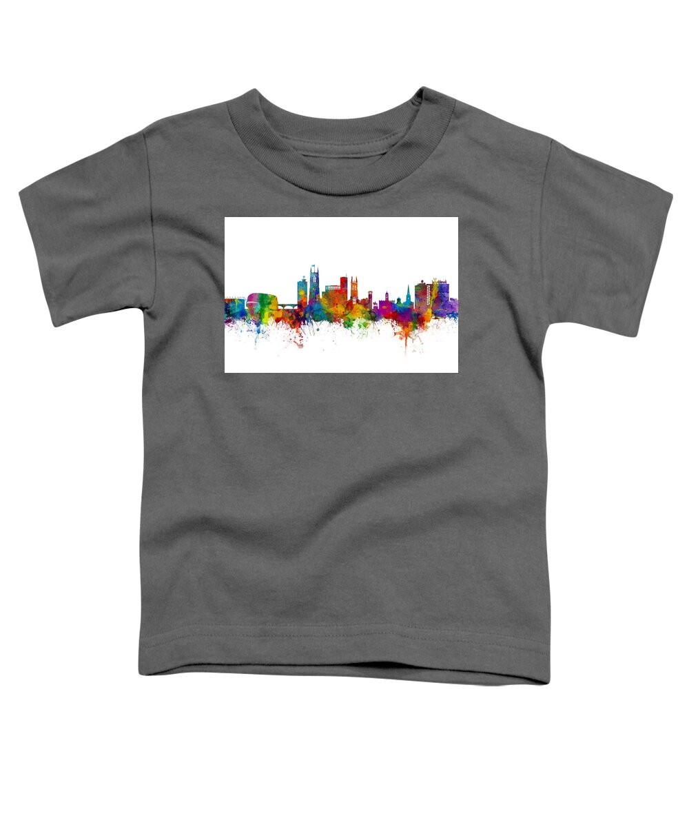 Derby Toddler T-Shirt featuring the digital art Derby England Skyline #1 by Michael Tompsett