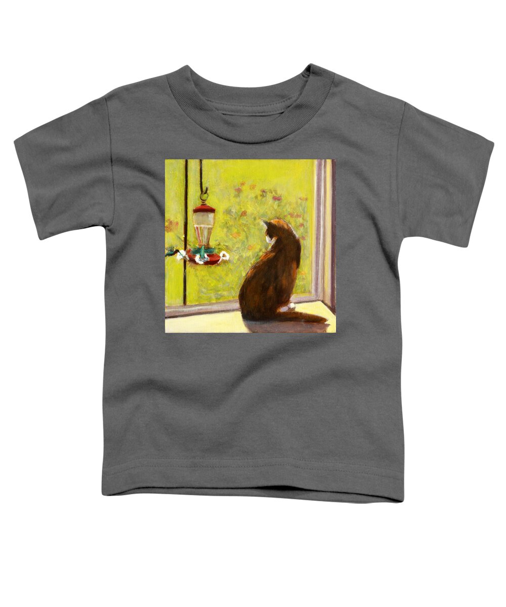 Calico Cat Toddler T-Shirt featuring the painting Don't Fly Away #1 by David Zimmerman