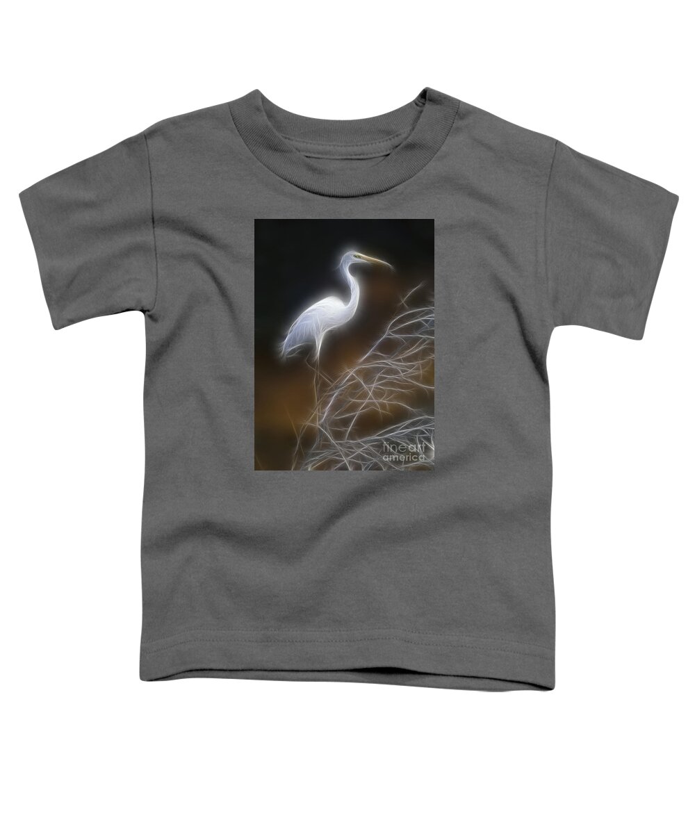 Bird Toddler T-Shirt featuring the digital art Great white egret #1 by Sergey Korotkov