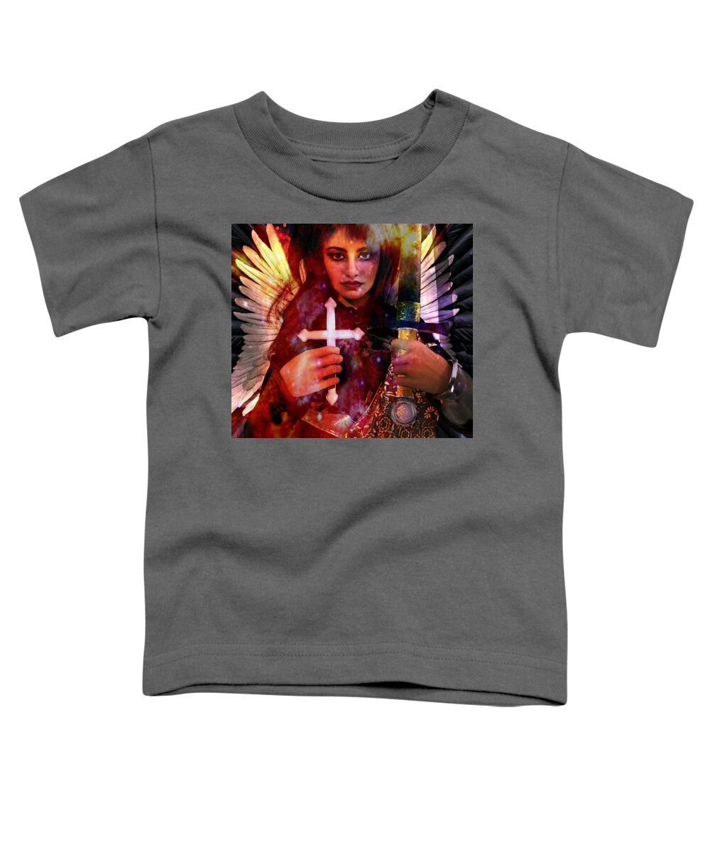 Angel Toddler T-Shirt featuring the painting Guardian Angel 7 #1 by Suzanne Silvir