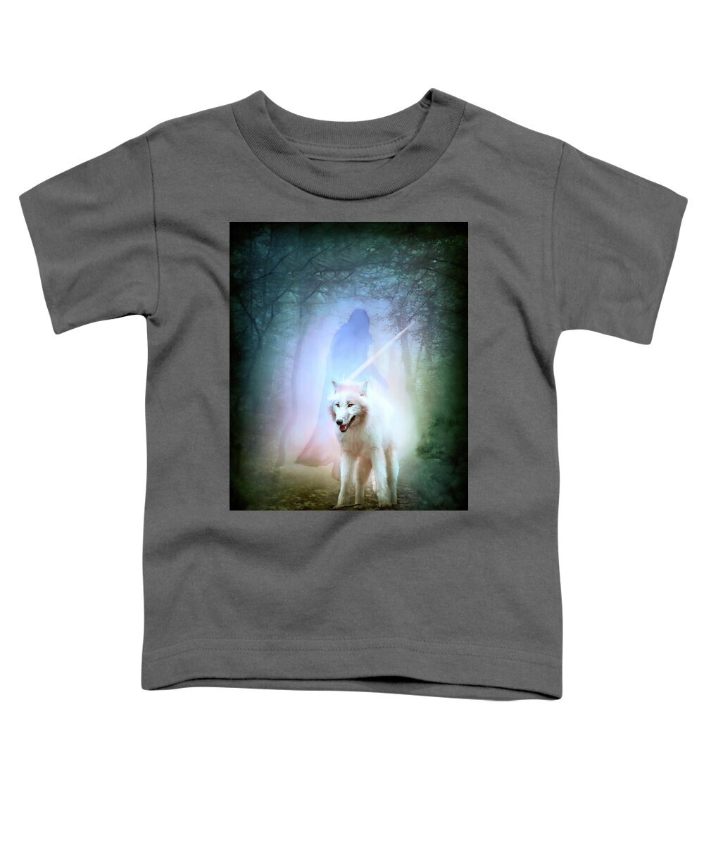 Jon Snow And Ghost Toddler T-Shirt featuring the digital art Jon Snow and Ghost - Game of thrones #1 by Lilia S