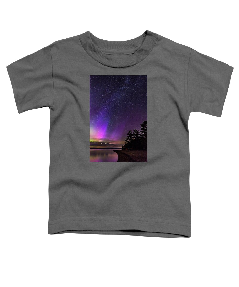 Aurora Borealis Toddler T-Shirt featuring the photograph Lake Winnipesaukee Aurora Borealis #1 by Robert Clifford