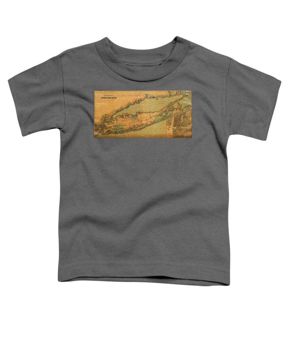 Map Of Long Island Toddler T-Shirt featuring the photograph Map Of Long Island 1888 #1 by Andrew Fare