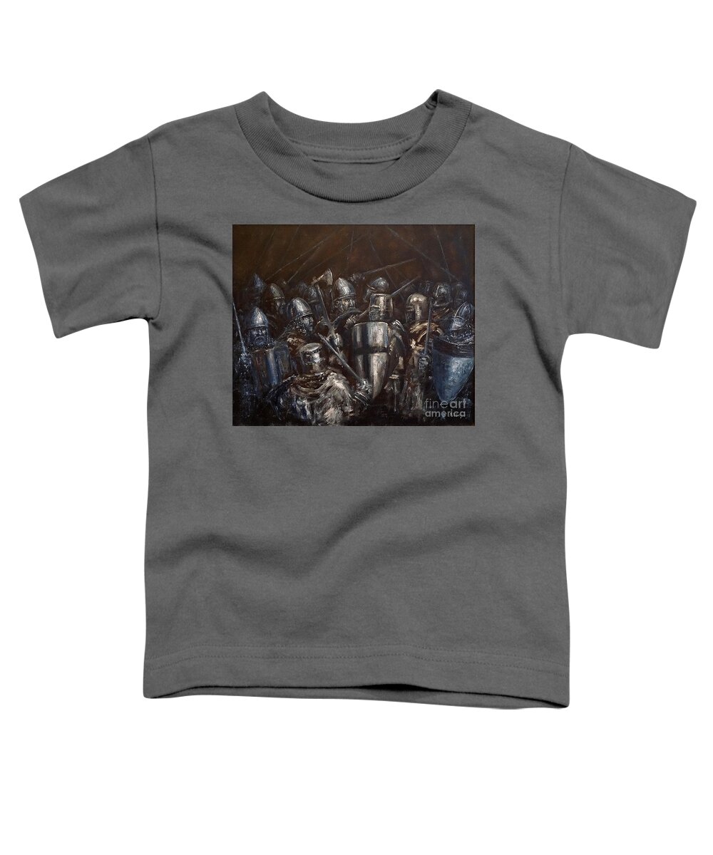 Battle Toddler T-Shirt featuring the painting Medieval battle #2 by Arturas Slapsys