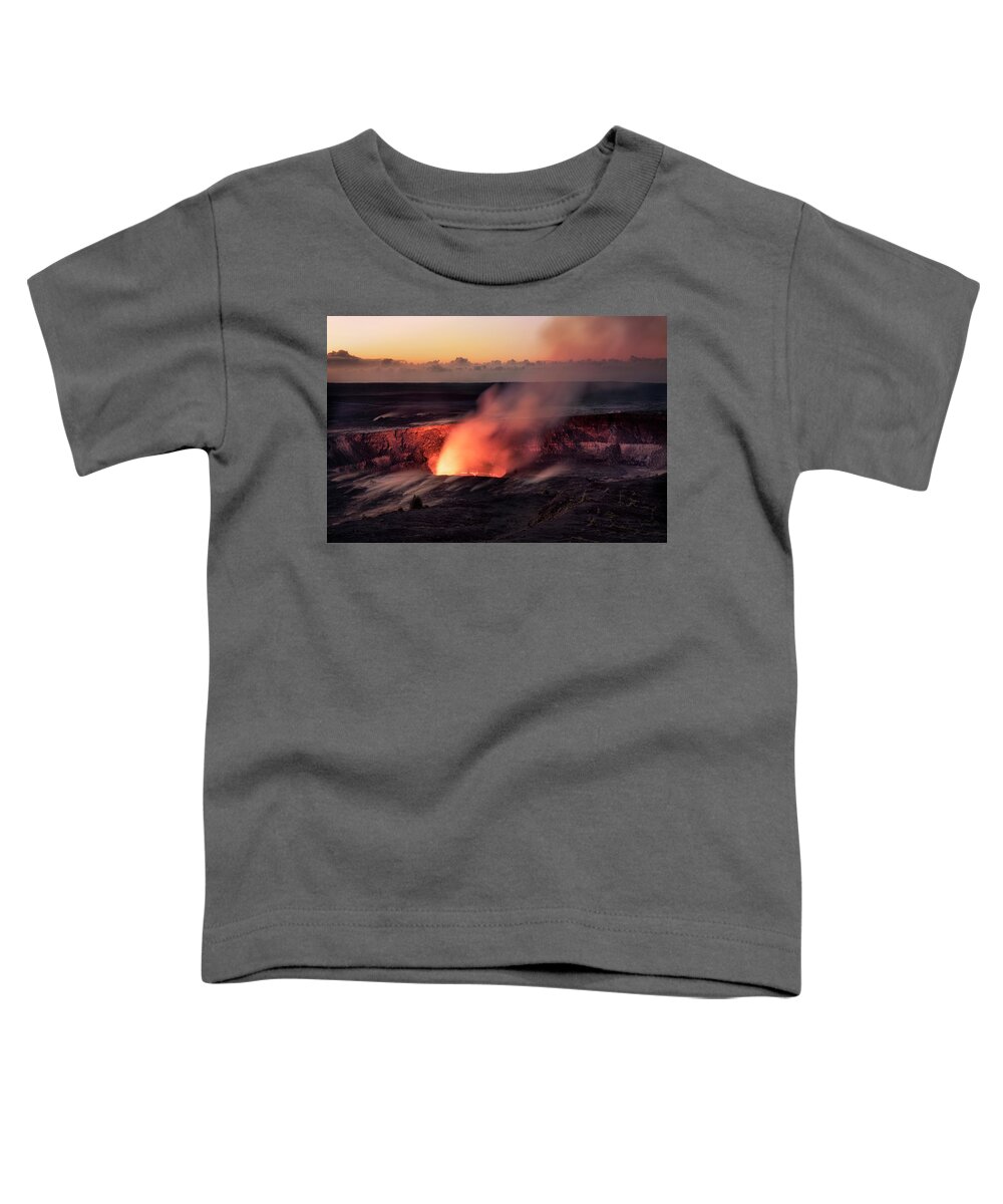 Halemaumau Crater Toddler T-Shirt featuring the photograph Morning Eruption #1 by Nicki Frates