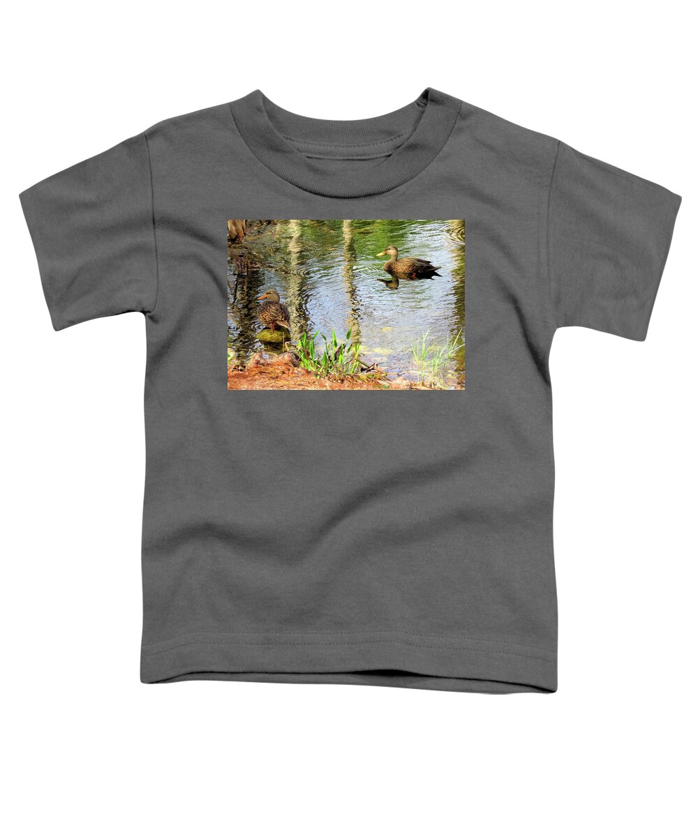 Duck Toddler T-Shirt featuring the photograph Mottled Duck Pair #3 by Rosalie Scanlon