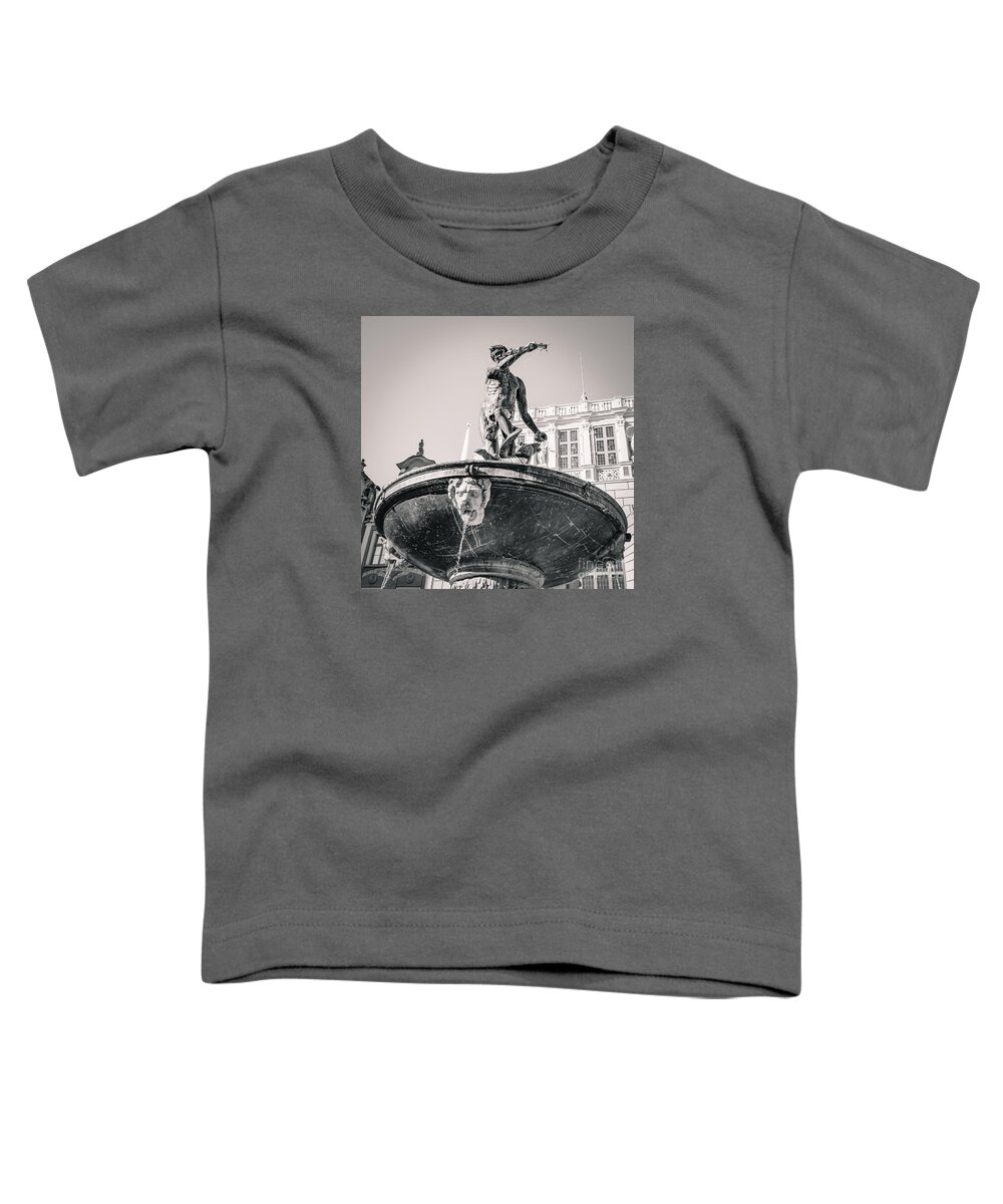 City Toddler T-Shirt featuring the photograph Neptune's fountain, Gdansk BW #1 by Mariusz Talarek