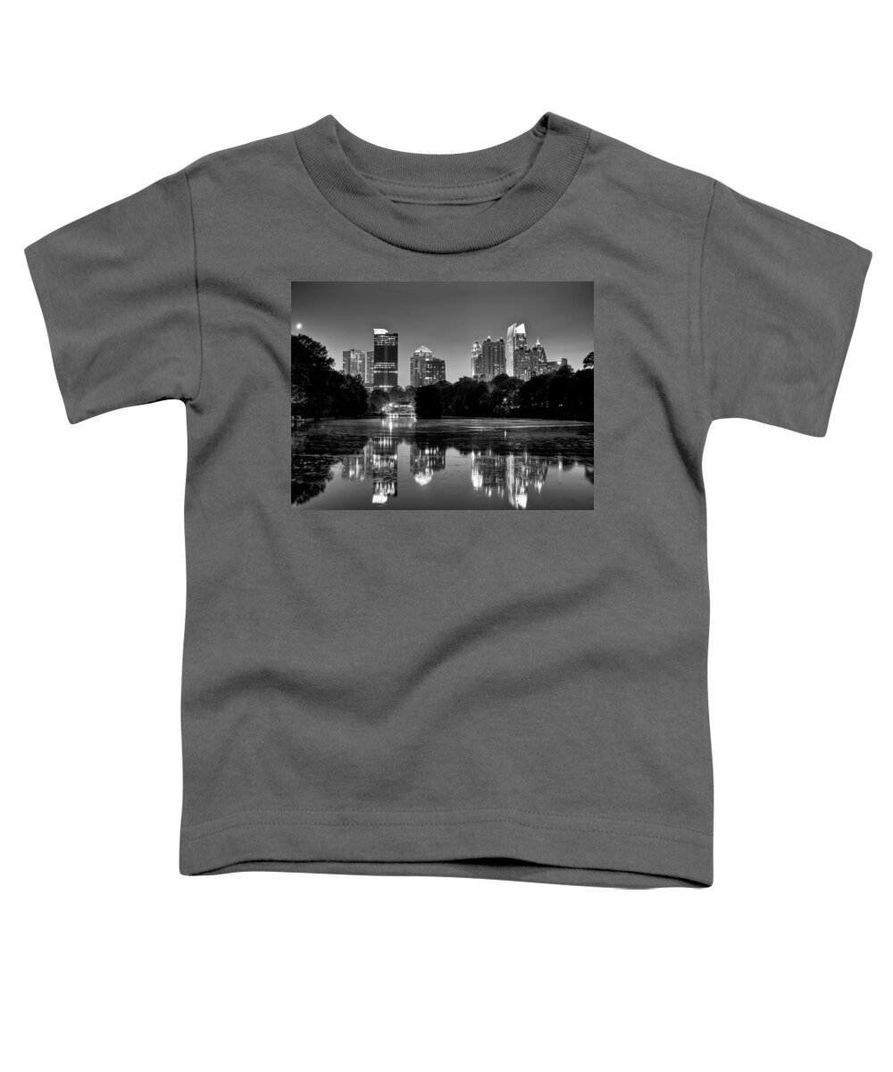 Night Toddler T-Shirt featuring the photograph Night Atlanta.Piedmont Park lake. #1 by Anna Rumiantseva