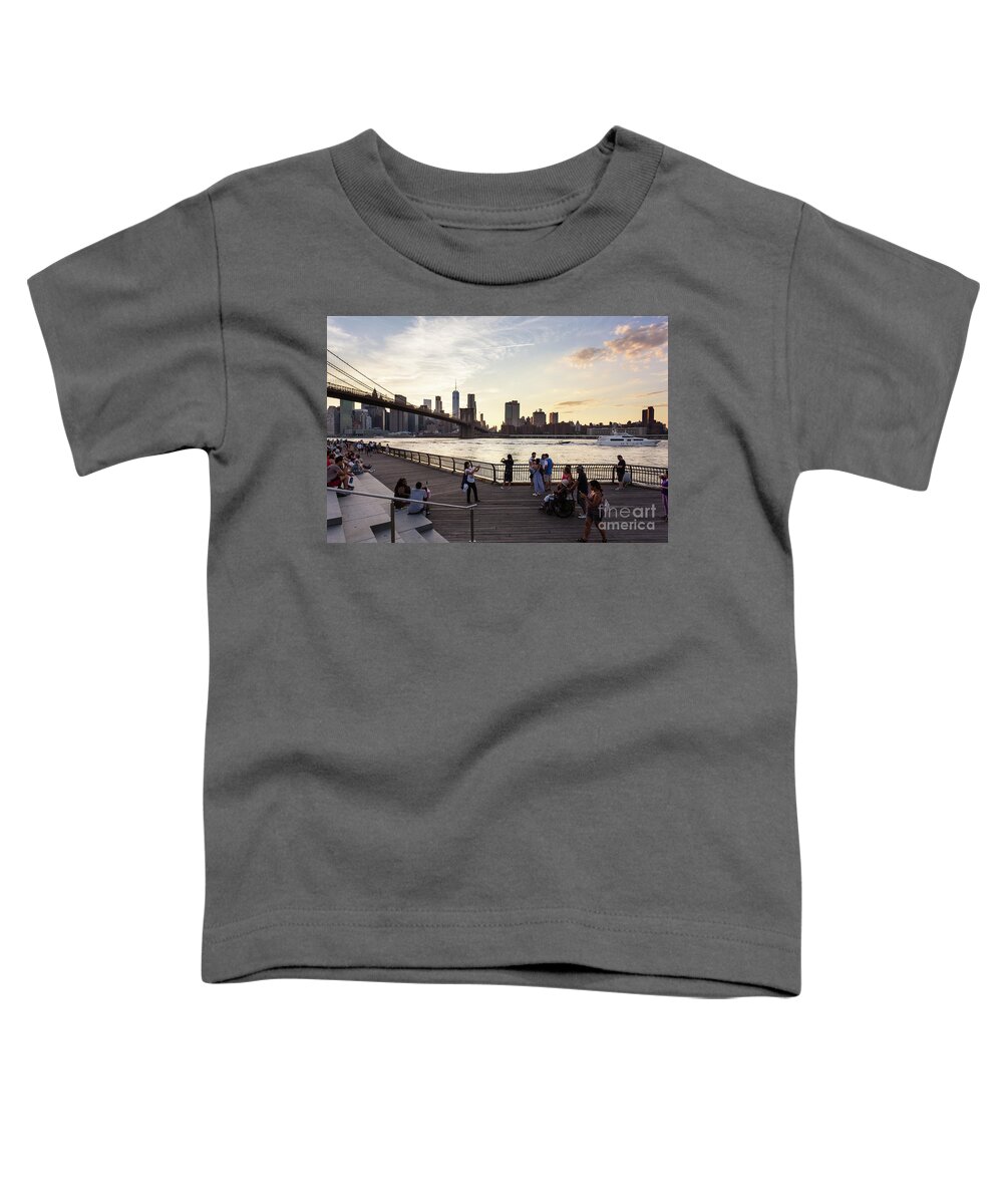 American Toddler T-Shirt featuring the photograph People enjoying sunset in New York #1 by Didier Marti