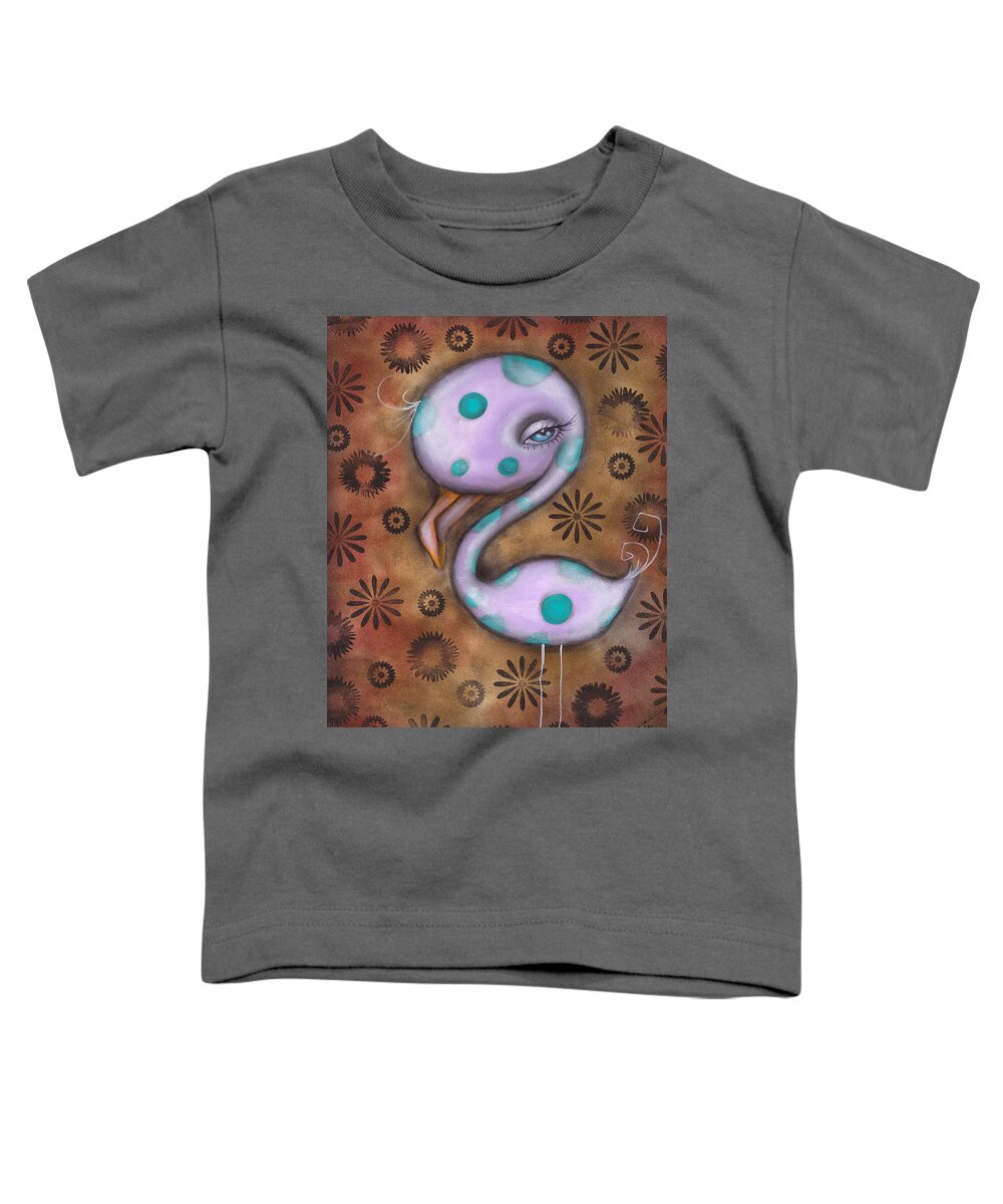 Flamingo Toddler T-Shirt featuring the painting Perla #2 by Abril Andrade