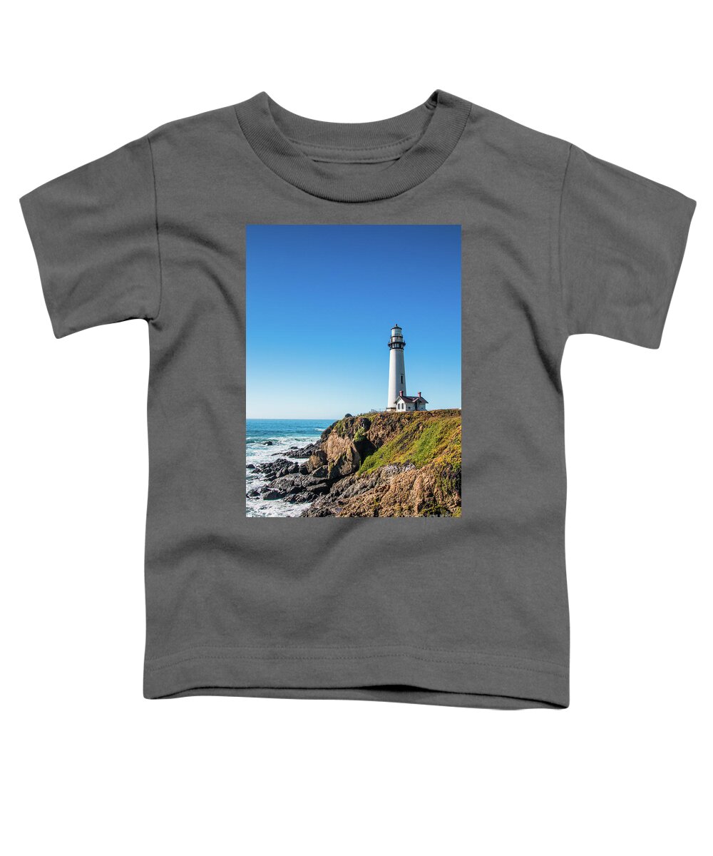 Coastline Toddler T-Shirt featuring the photograph Pigeon Point Lighthouse on highway No. 1, California by Amanda Mohler