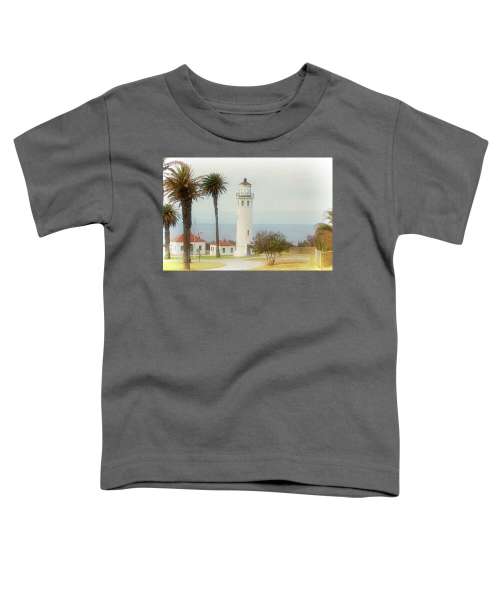 Los Angeles Toddler T-Shirt featuring the photograph Point Vincente Lighthouse, California in Retro Style #1 by Anthony Murphy