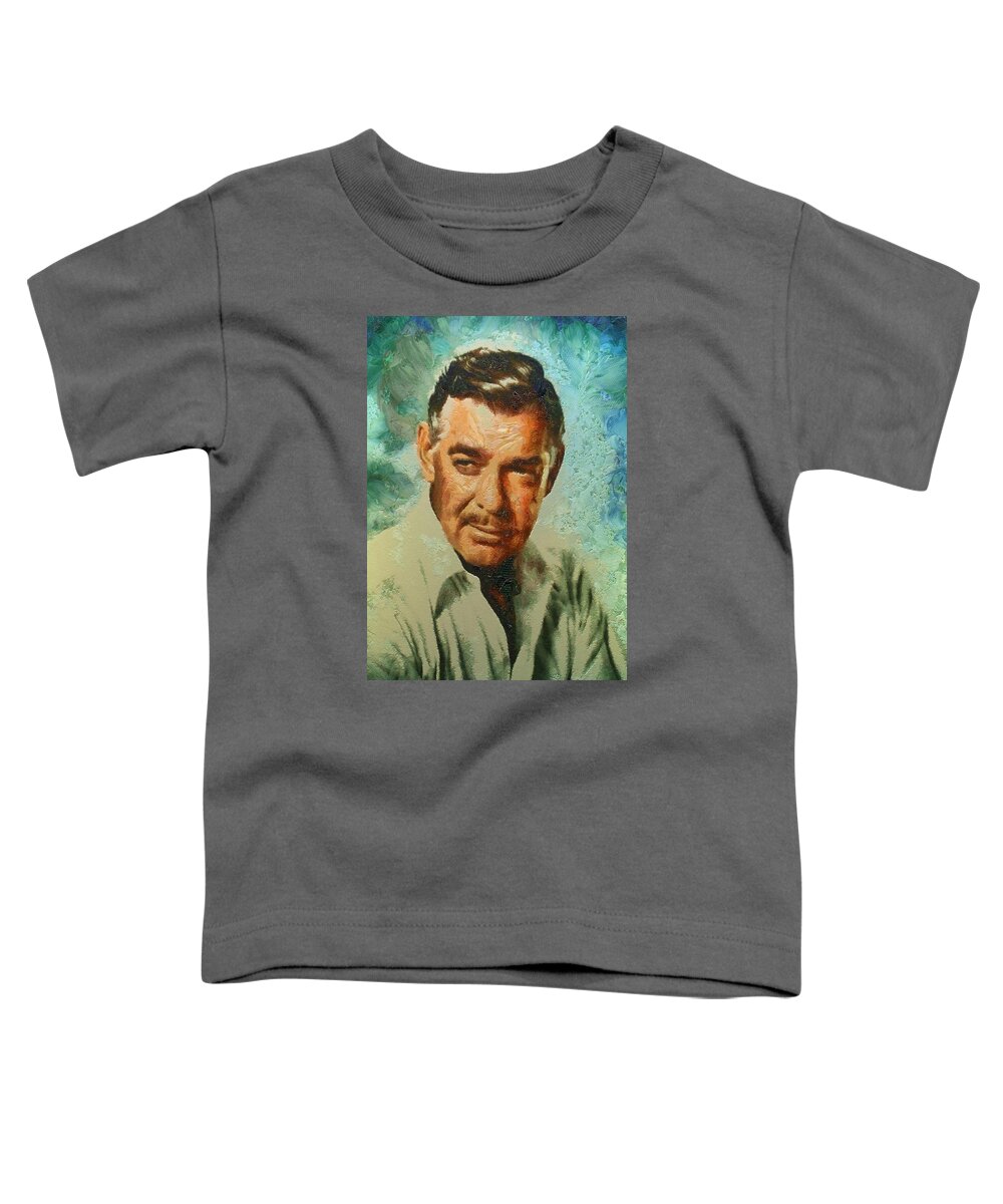 Portrait Toddler T-Shirt featuring the digital art Portrait of Clark Gable #1 by Charmaine Zoe