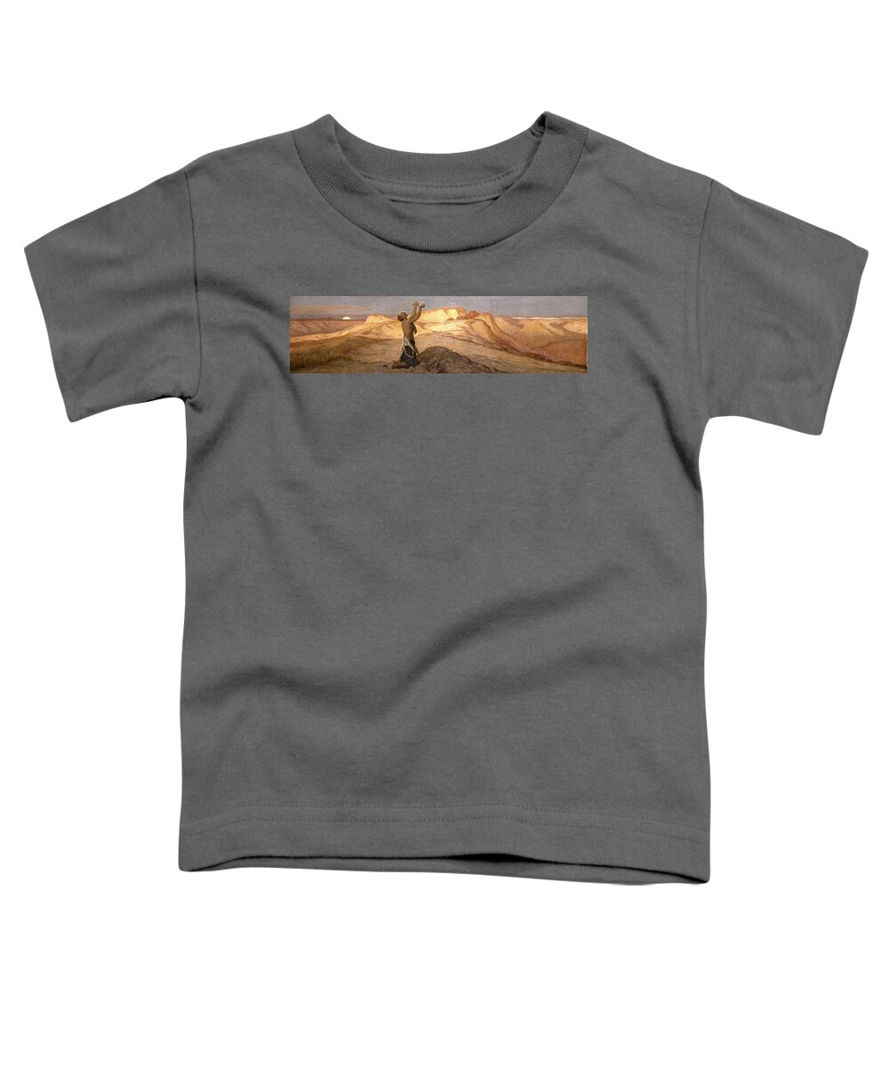 Elihu Vedder (american Toddler T-Shirt featuring the painting Prayer for Death in the Desert #1 by Elihu Vedder