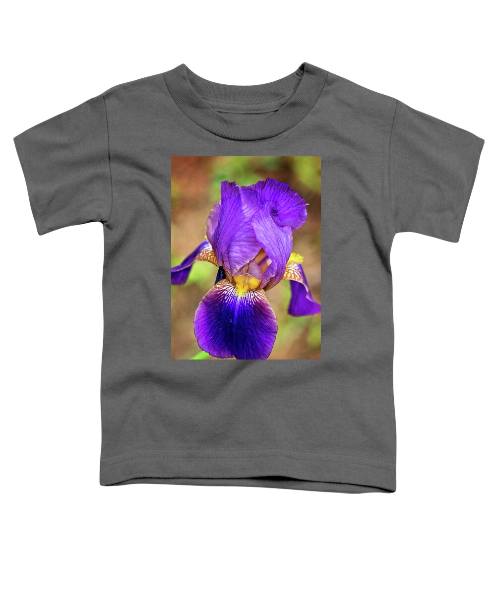 Purple Bearded Iris Print Toddler T-Shirt featuring the photograph Purple Bearded Iris Print #1 by Gwen Gibson