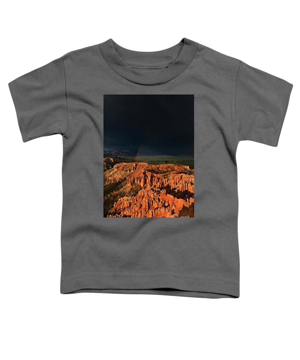 North America Toddler T-Shirt featuring the photograph Rainbow Over Hoodoos Bryce Canyon National Park Utah #1 by Dave Welling