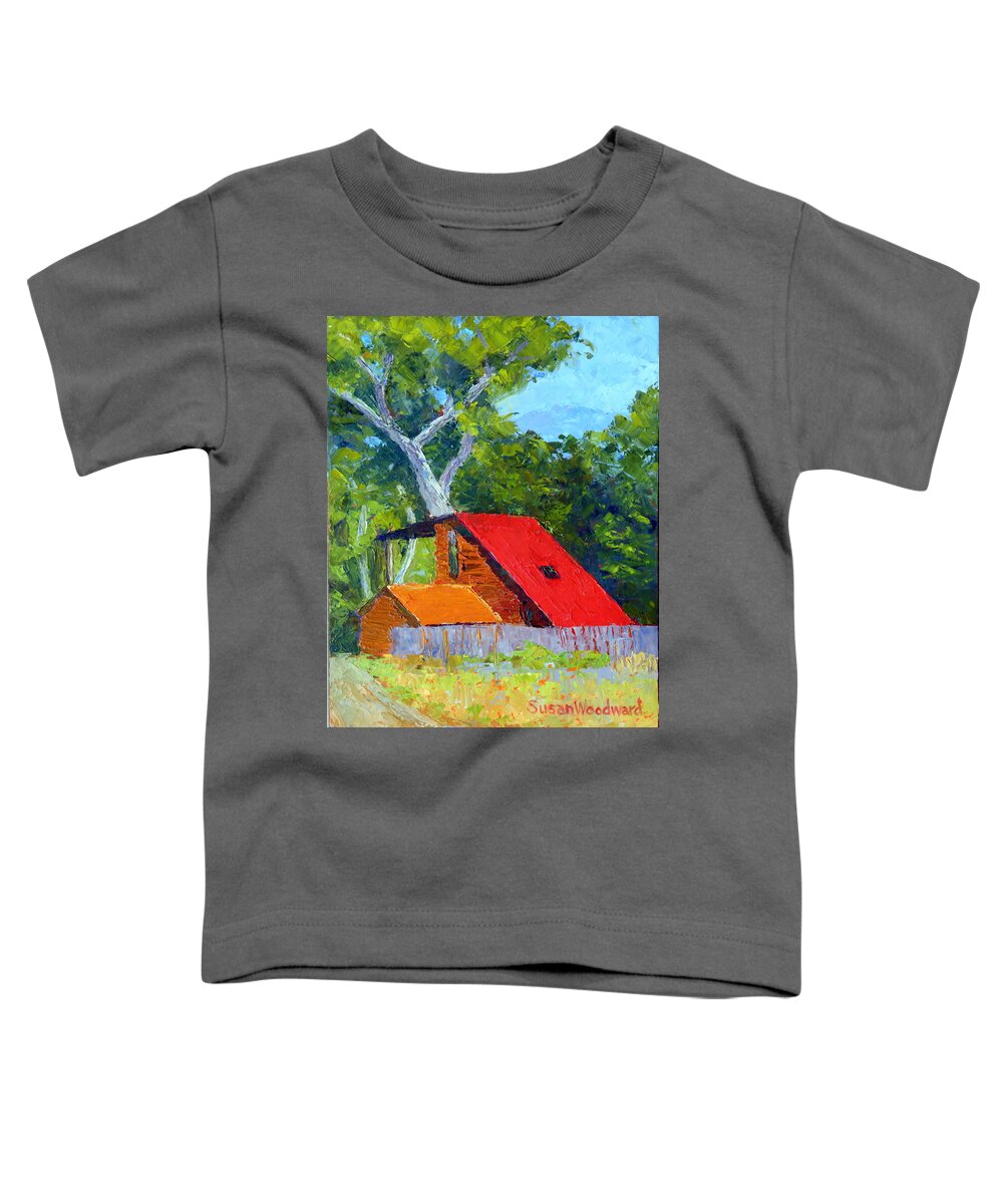 Landscape Toddler T-Shirt featuring the painting Red Roof by Susan Woodward