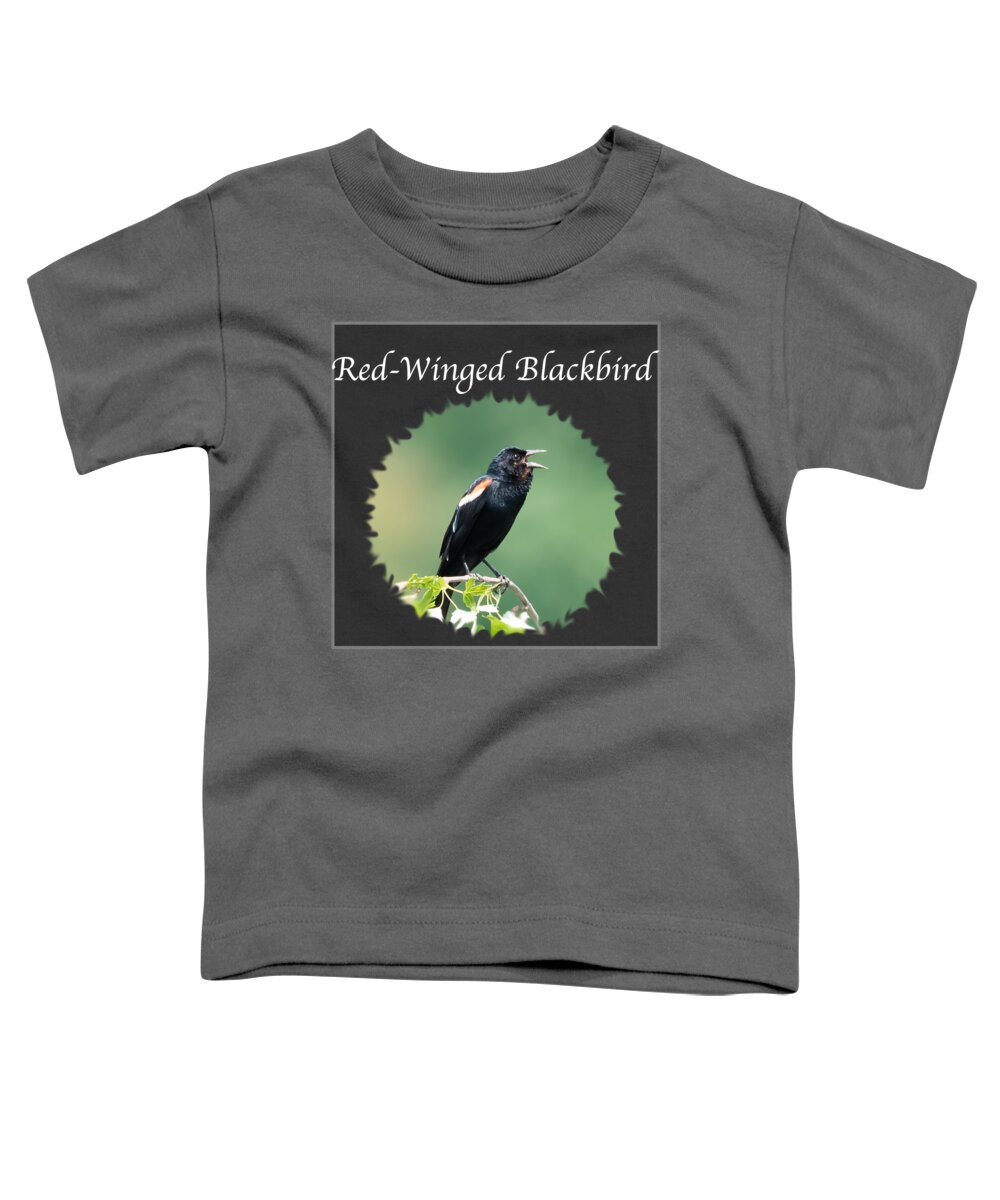 Red-winged Blackbird Toddler T-Shirt featuring the photograph Red-Winged Blackbird by Holden The Moment