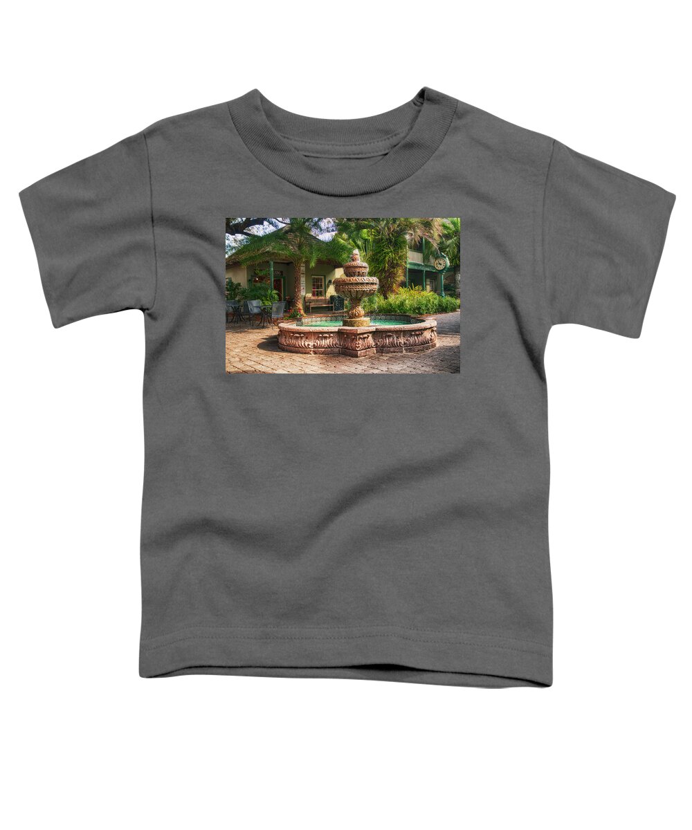 Fountain; Spanish; St. Augustine; Florida; St. George Street; Shops Toddler T-Shirt featuring the photograph Spanish Fountain #1 by Mick Burkey
