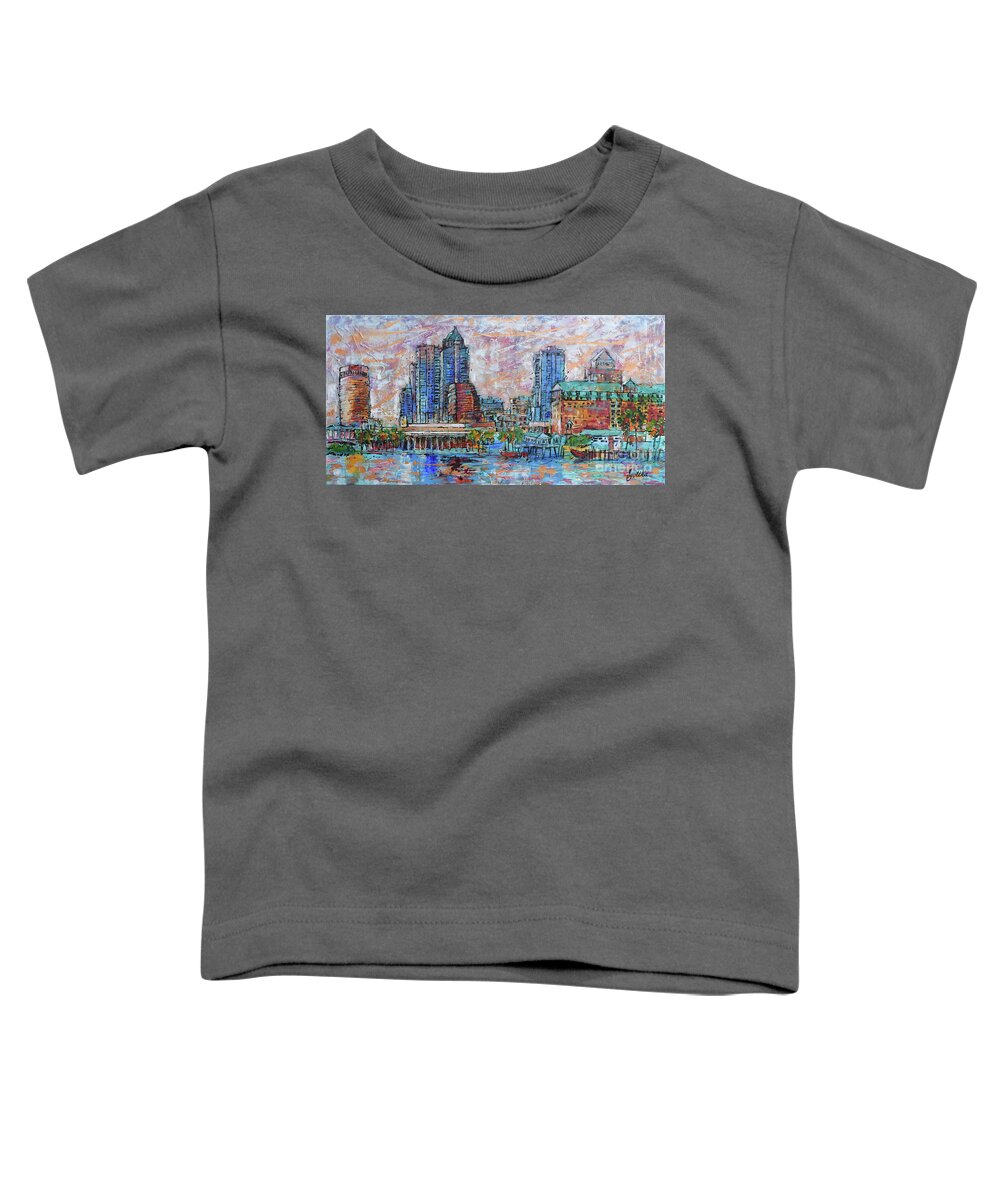  Toddler T-Shirt featuring the painting Tampa Skyline by Jyotika Shroff