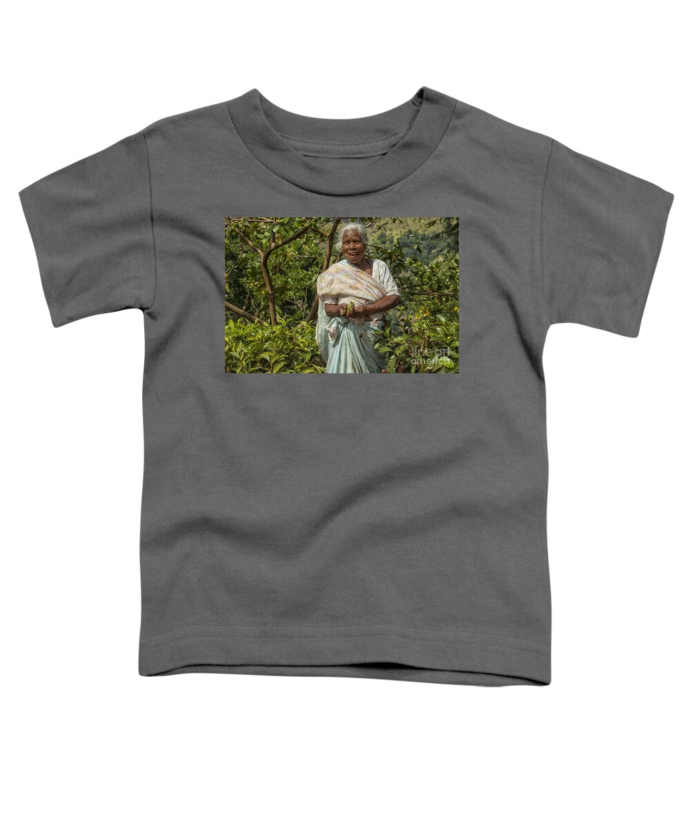Agriculture Toddler T-Shirt featuring the photograph Tea picker in Sri Lanka by Patricia Hofmeester