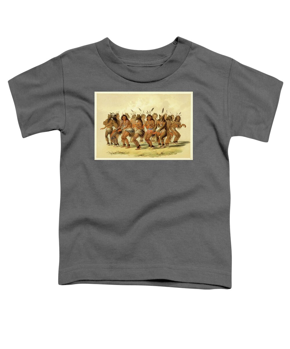 George Catlin Toddler T-Shirt featuring the drawing The Bear Dance #1 by George Catlin