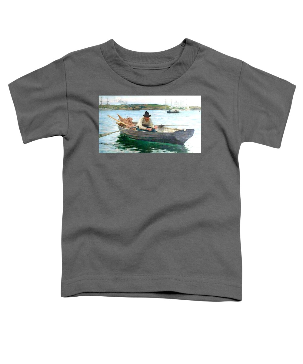 Isherman Toddler T-Shirt featuring the painting The Fisherman by Henry Scott Tuke