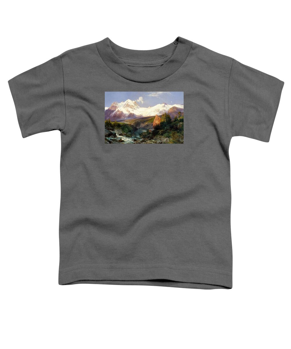 Thomas Moran Toddler T-Shirt featuring the painting The Teton Range #5 by Thomas Moran