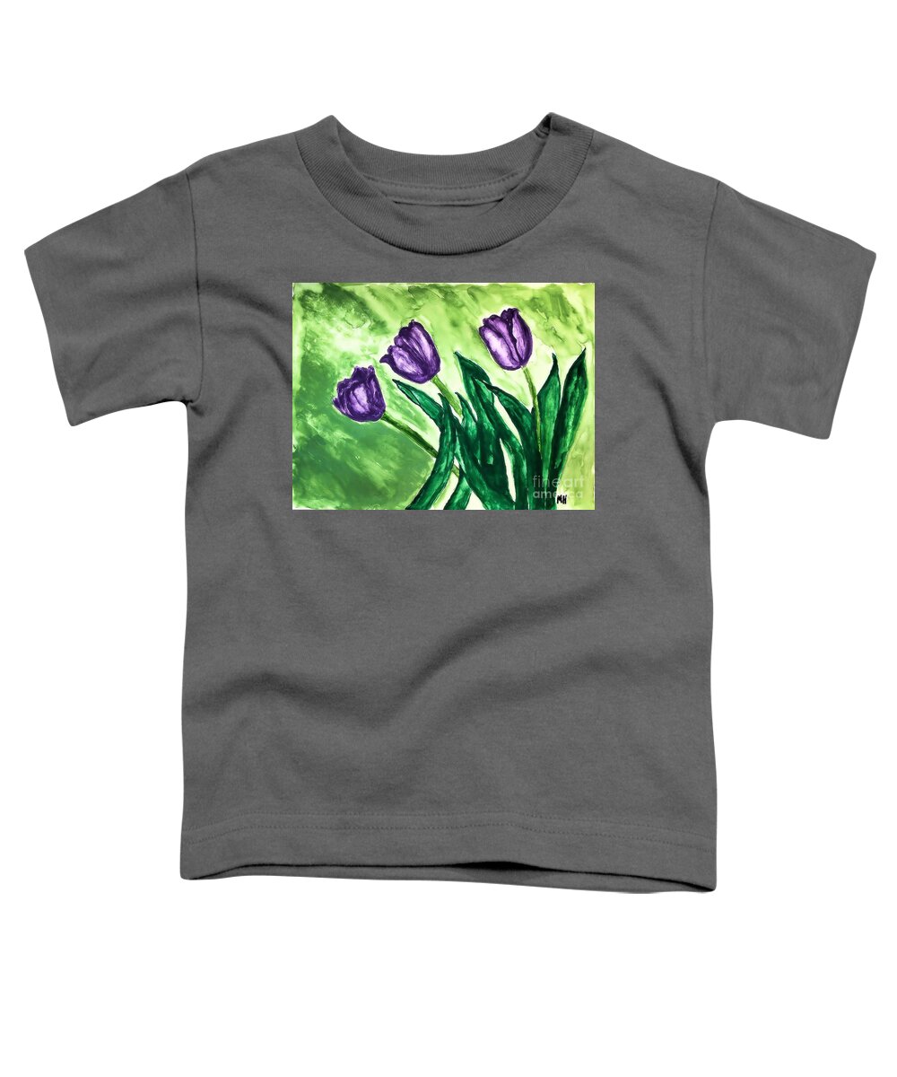 Painting Toddler T-Shirt featuring the painting Three Pretty Tulips #1 by Marsha Heiken