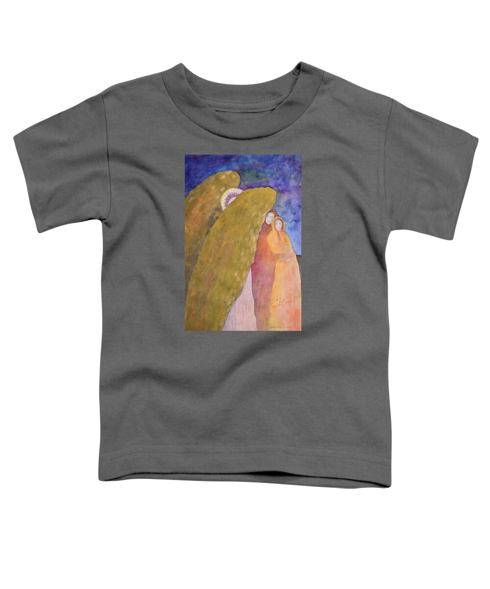 Angel Toddler T-Shirt featuring the painting Under The Wing Of An Angel by Lynda Hoffman-Snodgrass
