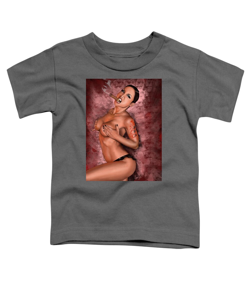 Pete Toddler T-Shirt featuring the painting Up in Smoke #1 by Pete Tapang