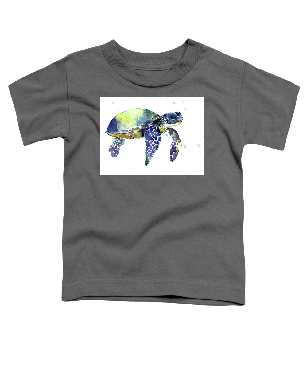Sea Turtle Toddler T-Shirt featuring the painting Sea Turtle #10 by Suren Nersisyan