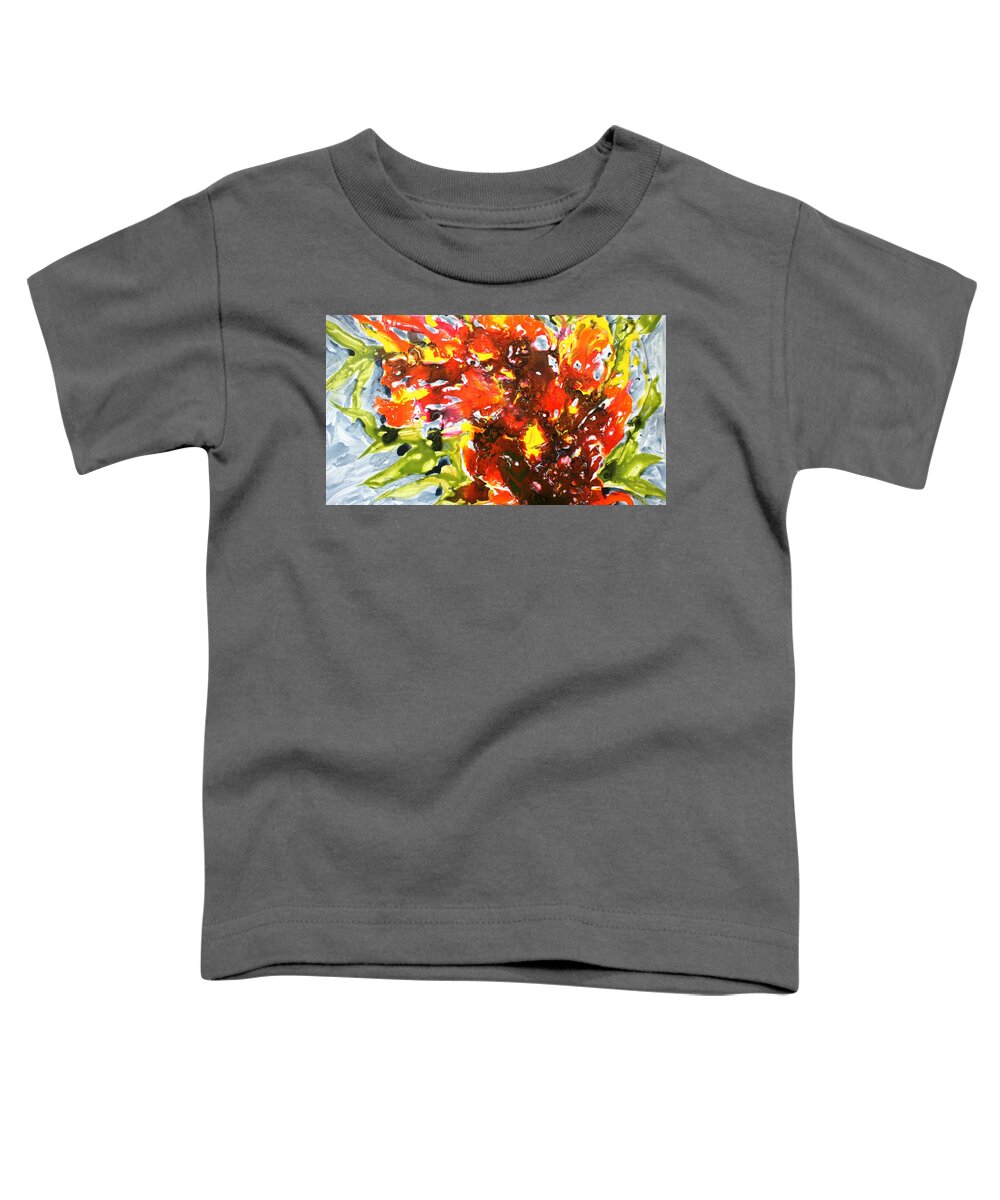 Flowers Toddler T-Shirt featuring the painting Divine Blooms #136 by Baljit Chadha