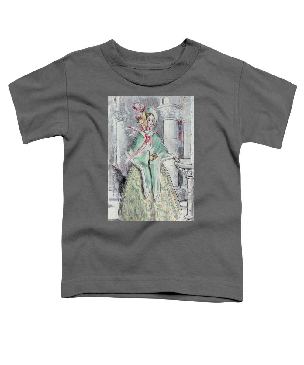 1839 Toddler T-Shirt featuring the drawing 1839 Paris France Fashion Drawing by Movie Poster Prints