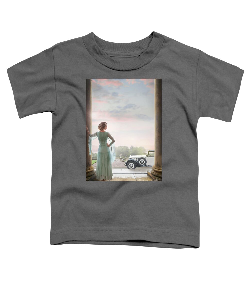 Woman Toddler T-Shirt featuring the photograph 1930s Woman With A Vintage Car by Lee Avison