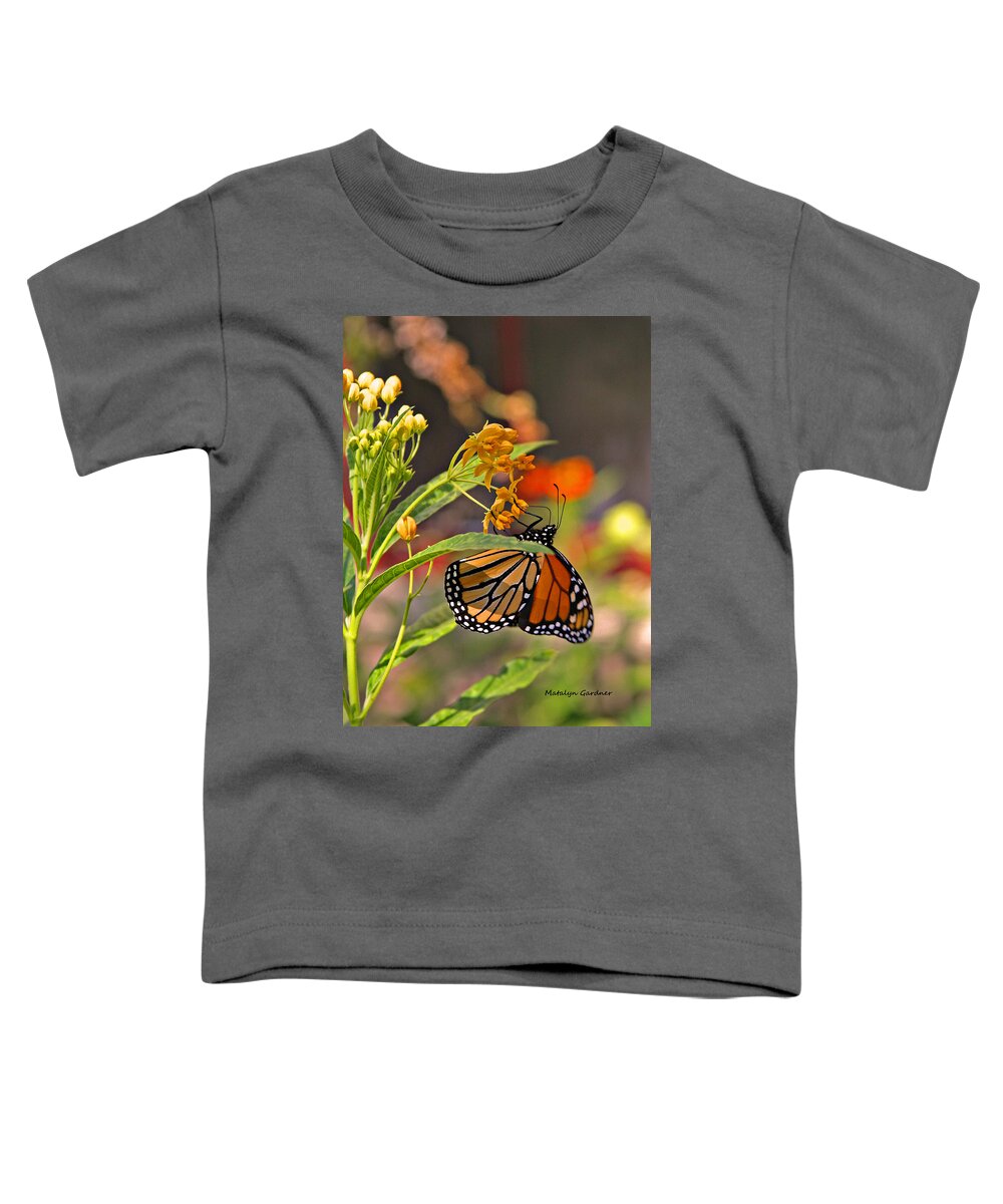  Toddler T-Shirt featuring the photograph Clinging Butterfly by Matalyn Gardner