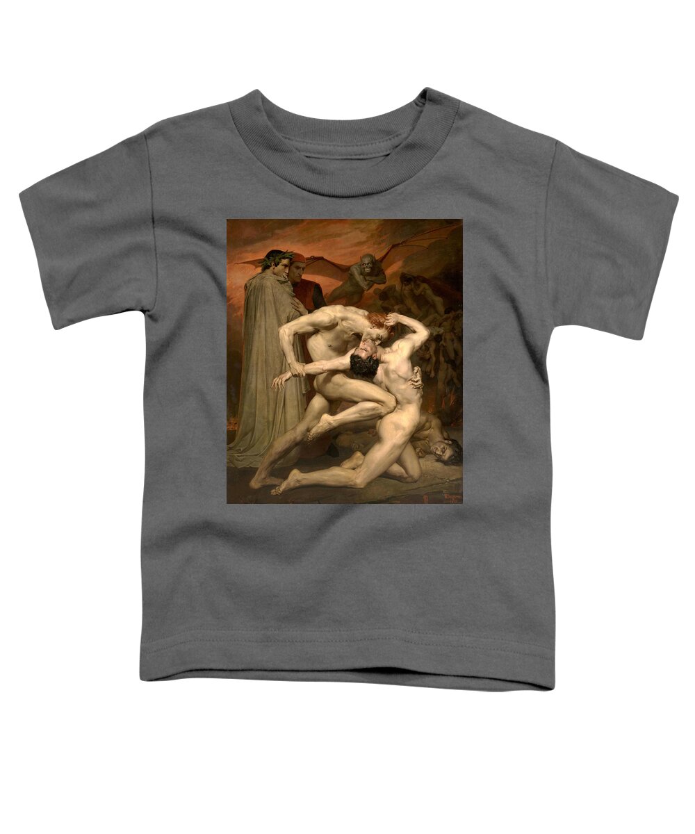 William-adolphe Bouguereau Toddler T-Shirt featuring the painting Dante and Virgil in Hell by William-Adolphe Bouguereau