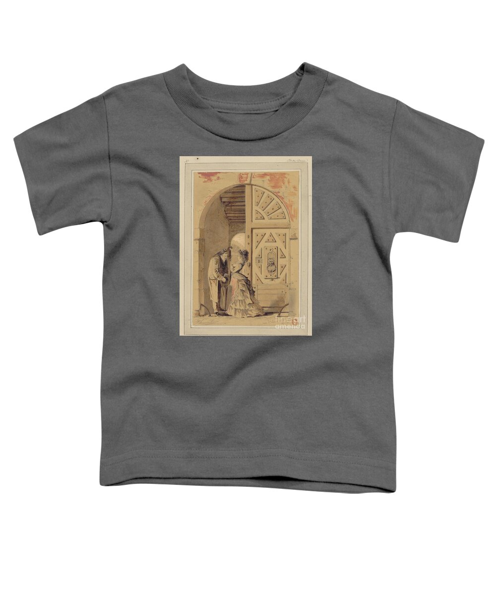 Drawn To Paris - Sketch Record Of Paris Buildings & Street Scenes From The 2nd Half Of The 19th Century - Rue St Louis En L'isle N 10 (1800s) Toddler T-Shirt featuring the painting Drawn to Paris #2 by MotionAge Designs