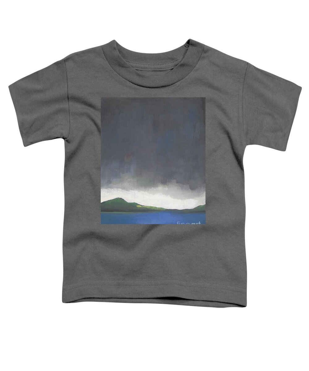 Lake Toddler T-Shirt featuring the painting Quiet Blue Lake by Vesna Antic