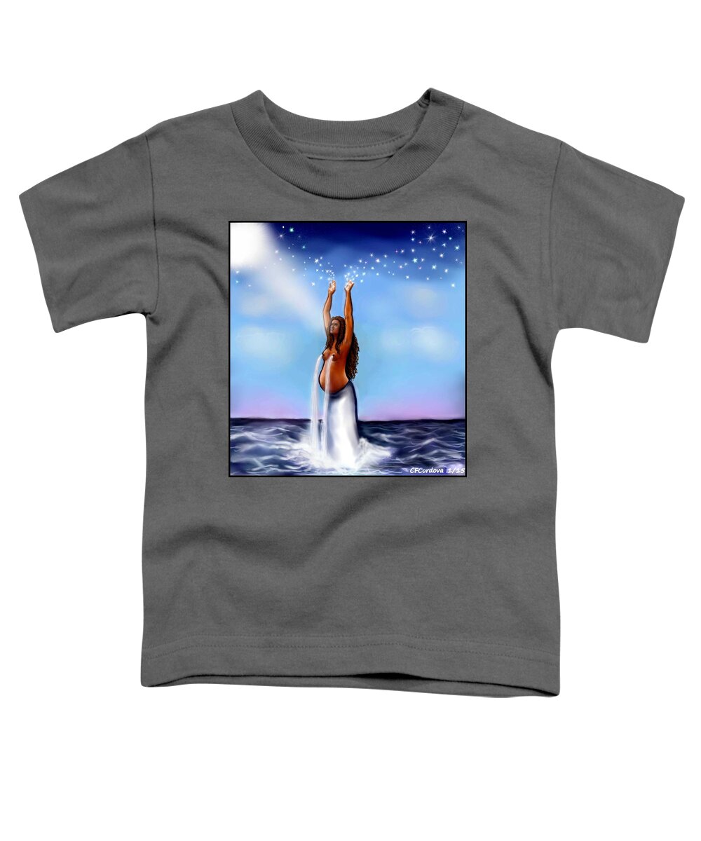 Yemaya Toddler T-Shirt featuring the digital art Yemaya - Mother Goddess by Carmen Cordova