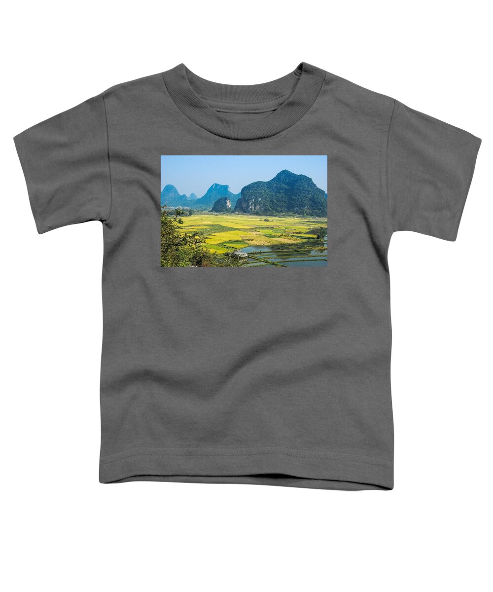 Rice Toddler T-Shirt featuring the photograph Rice fields scenery in autumn #24 by Carl Ning