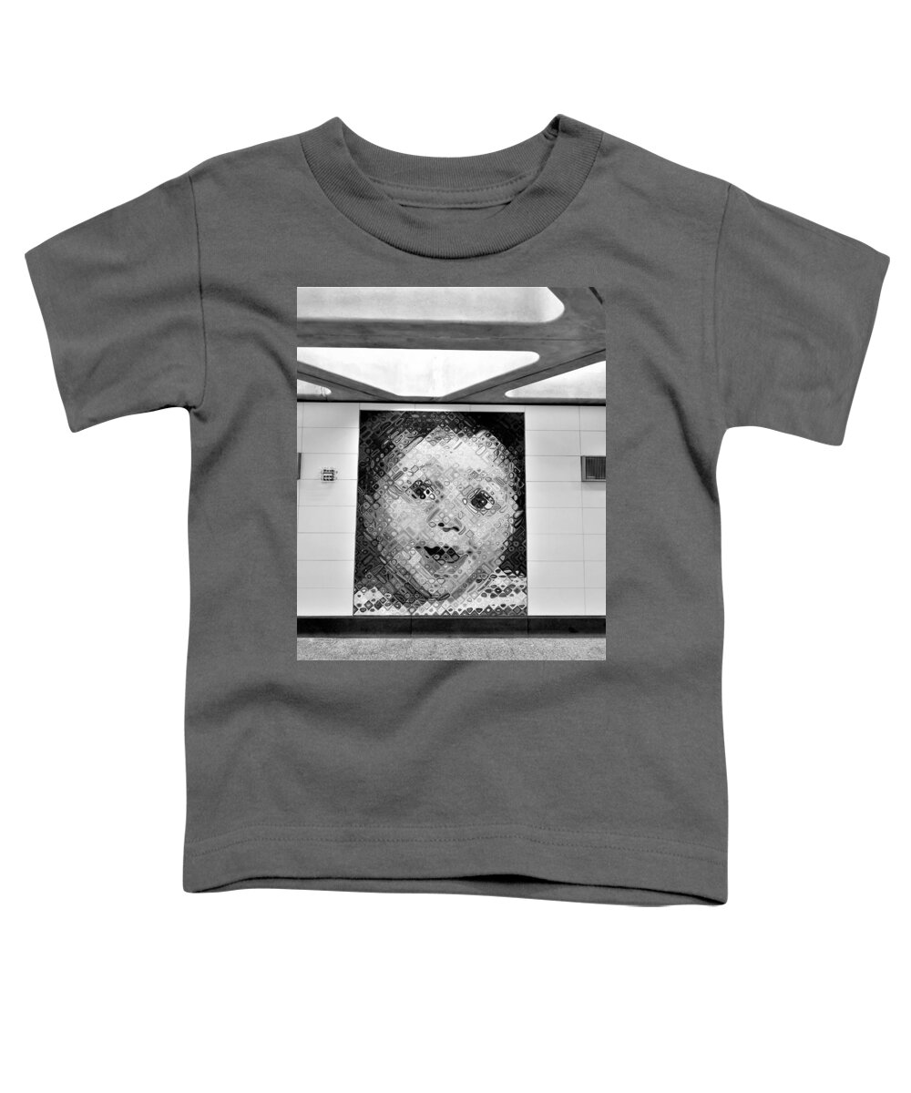 Art Toddler T-Shirt featuring the photograph 2nd Ave Subway Art Baby B W by Rob Hans