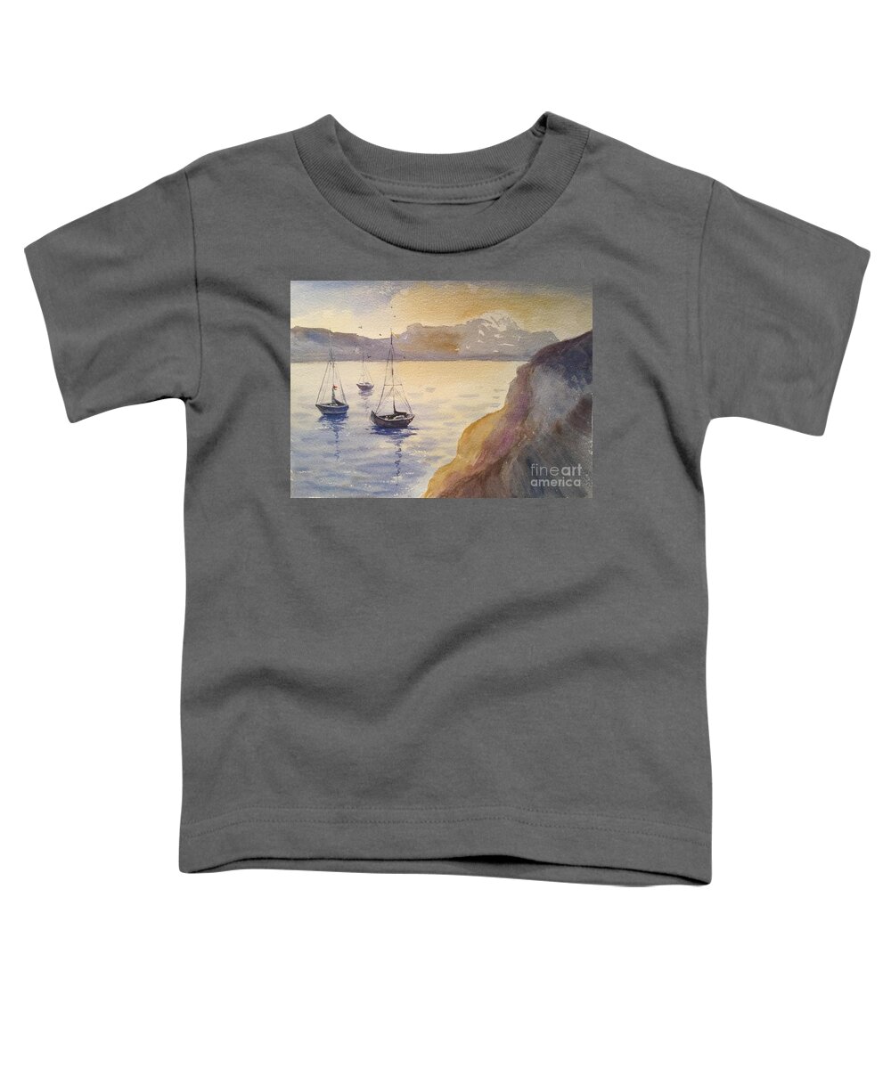 Boats Toddler T-Shirt featuring the painting 3 Boats by Watercolor Meditations