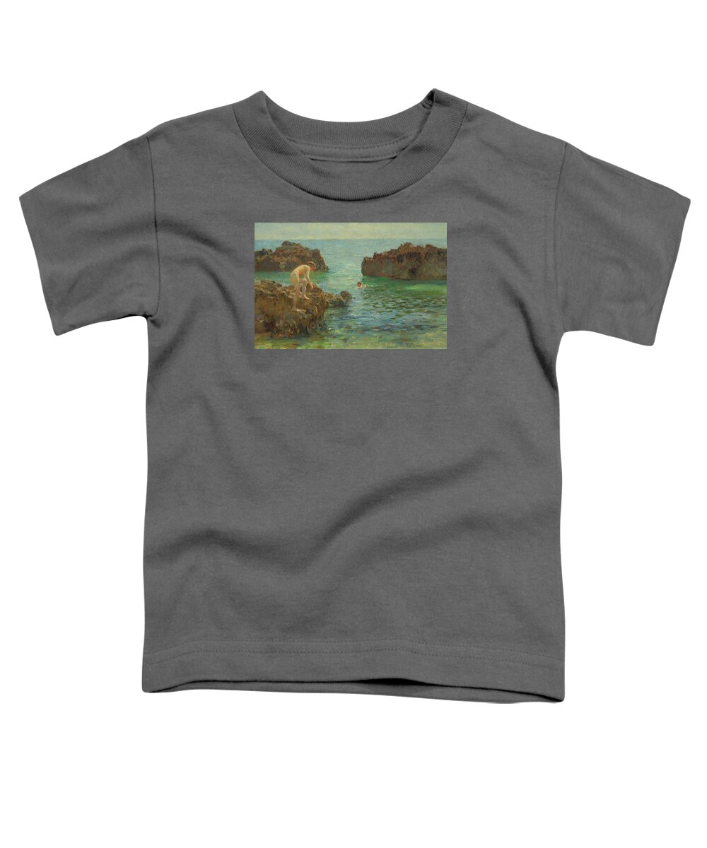  Henry Scott Tuke Toddler T-Shirt featuring the painting Boys Bathing by Henry Scott Tuke