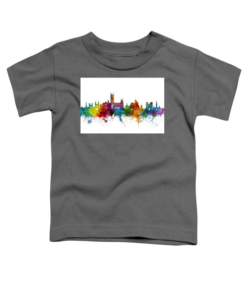 City Toddler T-Shirt featuring the digital art Canterbury England Skyline #3 by Michael Tompsett